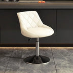 Diamond Tufted Swivel Bar Stool Adjustable Black Red PU Leather
