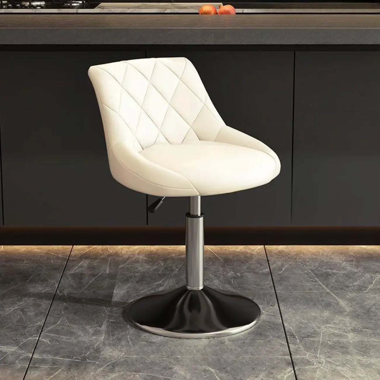 Diamond Tufted Swivel Bar Stool Adjustable Black Red PU Leather
