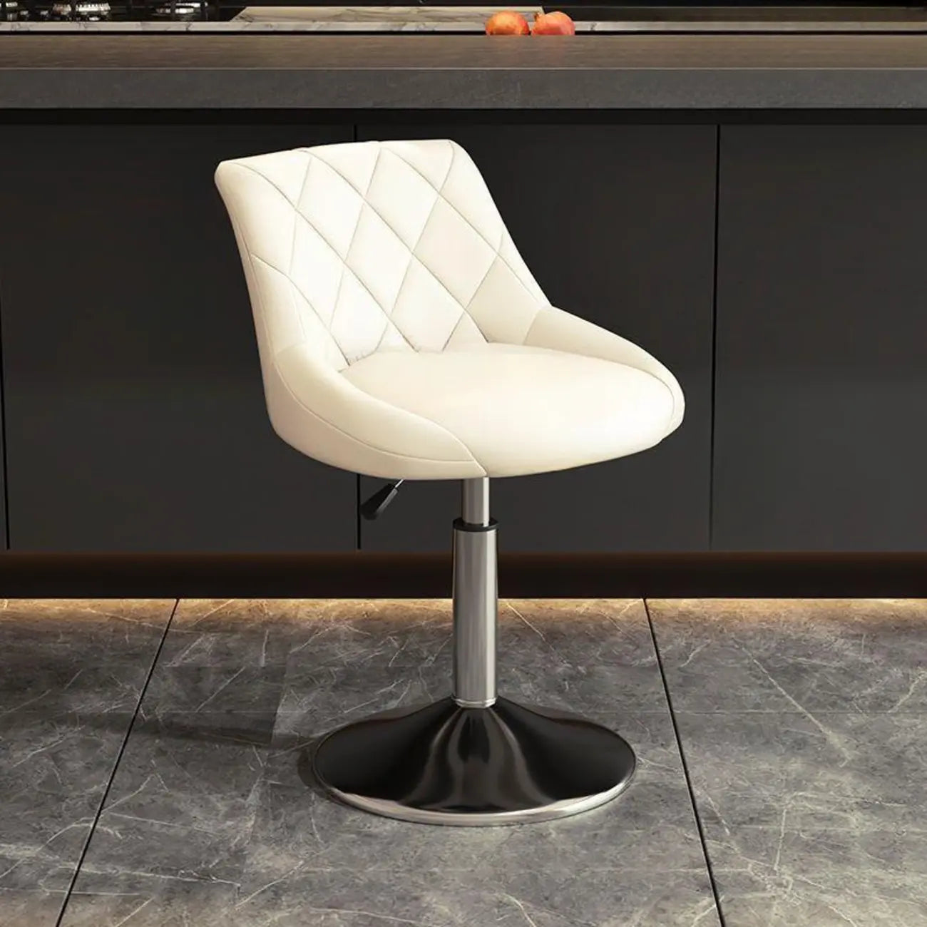 Diamond Tufted Swivel Bar Stool Adjustable Black Red PU Leather