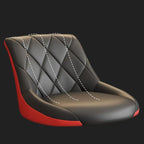 Diamond Tufted Swivel Bar Stool Adjustable Black Red PU Leather