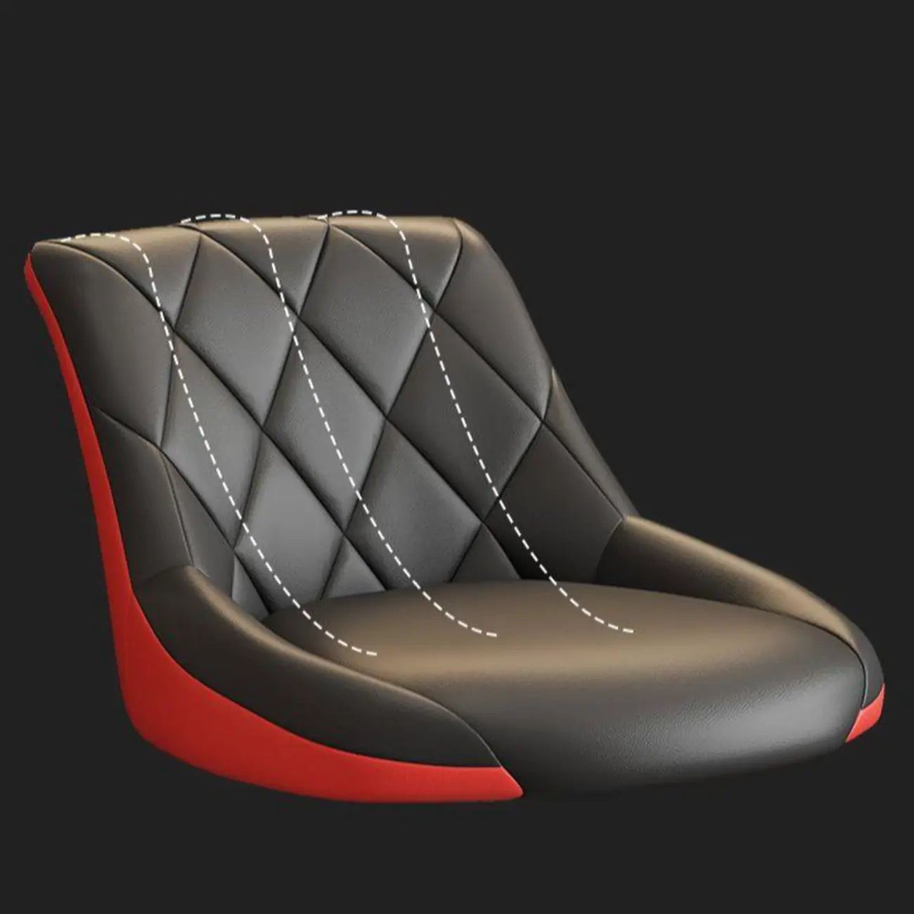 Diamond Tufted Swivel Bar Stool Adjustable Black Red PU Leather
