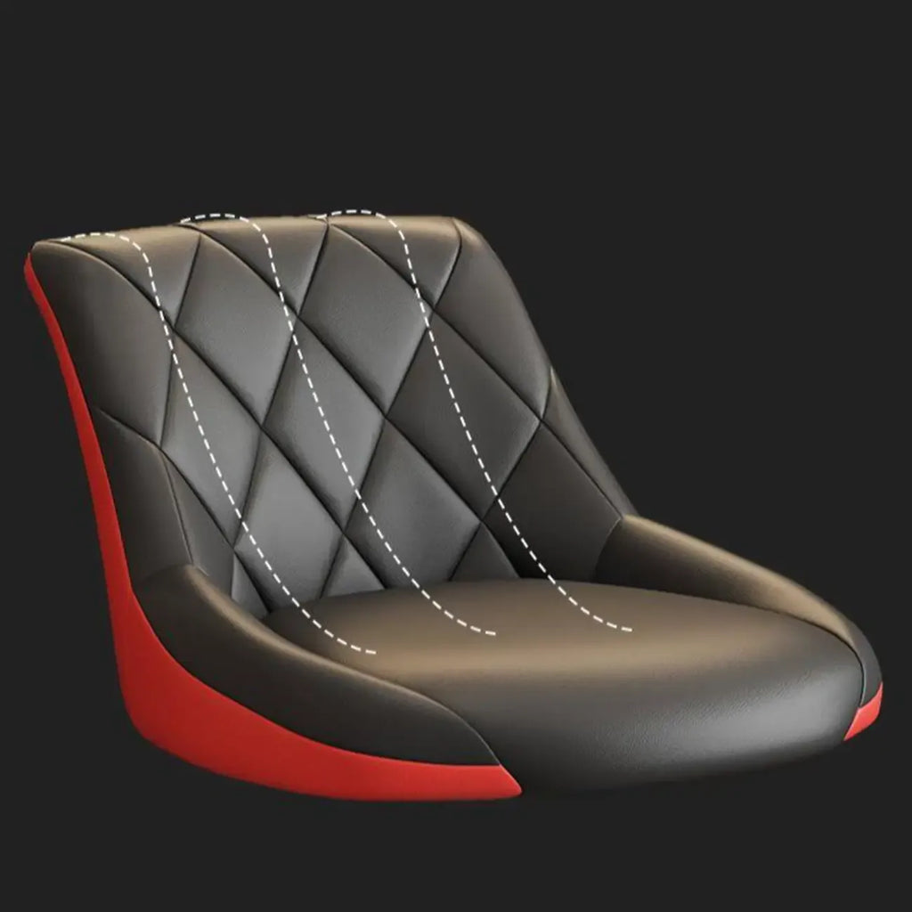 Diamond Tufted Swivel Bar Stool Adjustable Black Red PU Leather