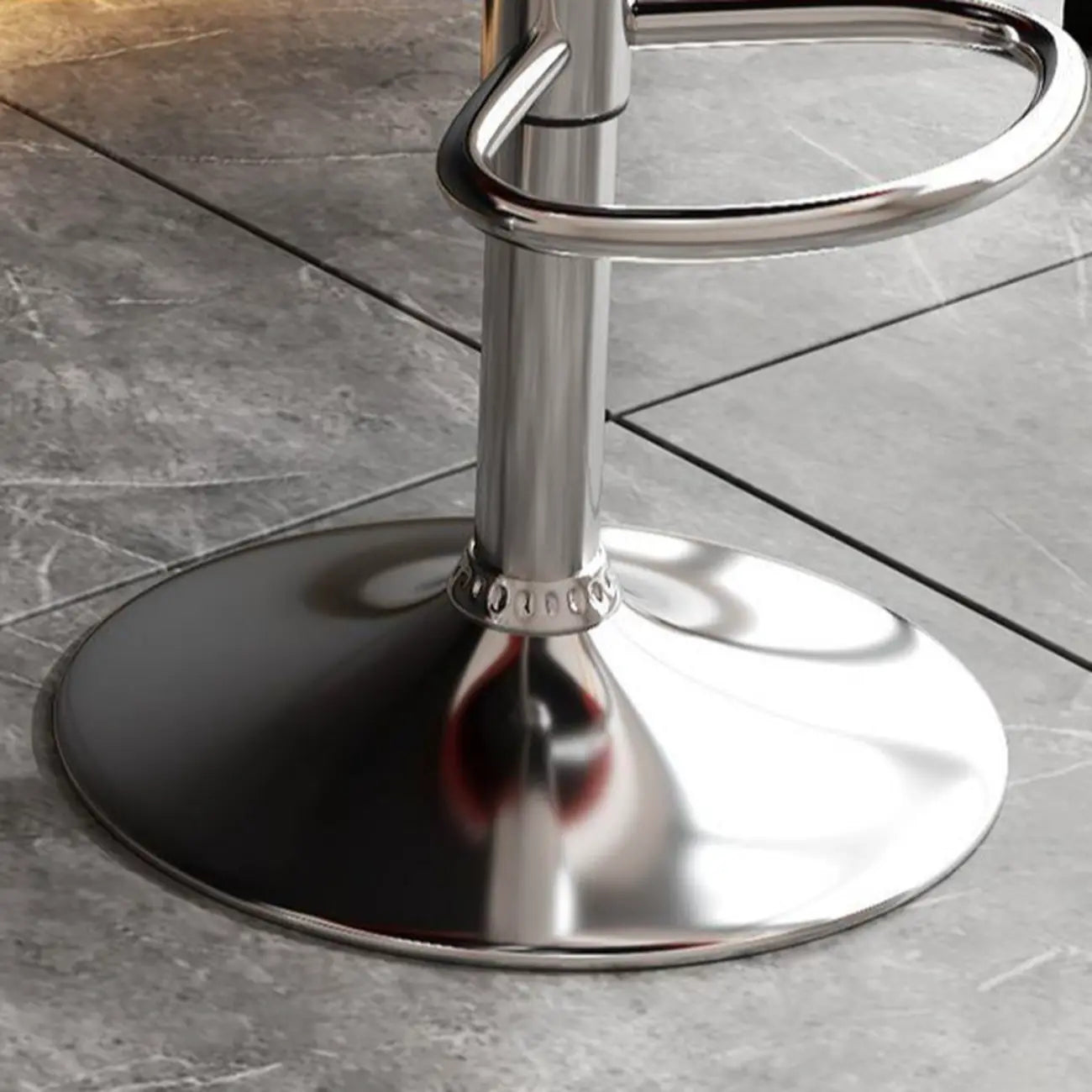 Diamond Tufted Swivel Bar Stool Adjustable Black Red PU Leather