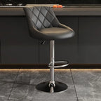 Diamond Tufted Swivel Bar Stool Adjustable Black Red PU Leather