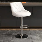 Diamond Tufted Swivel Bar Stool Adjustable Black Red PU Leather
