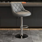 Diamond Tufted Swivel Bar Stool Adjustable Black Red PU Leather