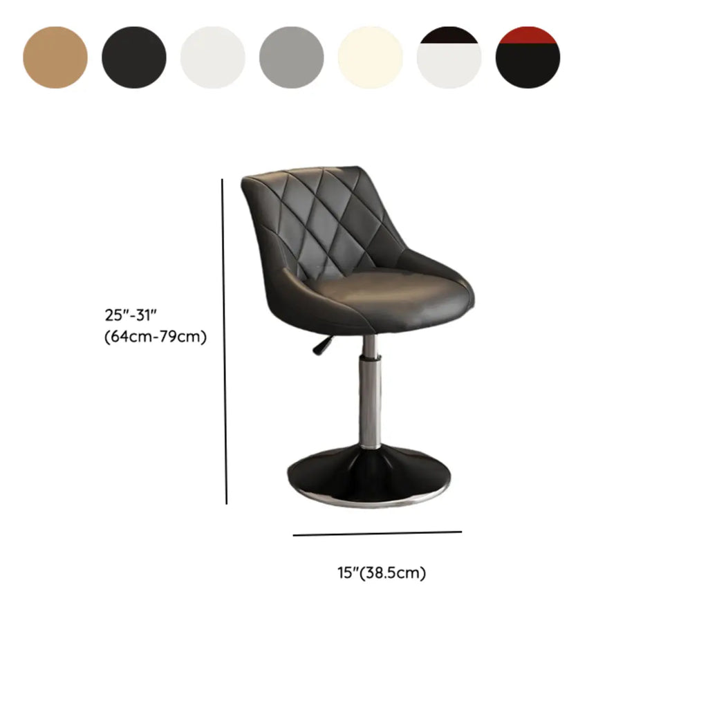 Diamond Tufted Swivel Bar Stool Adjustable Black Red PU Leather