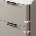 Tall 4-Drawer Stone Top Wooden L-Shaped Sofa End Table