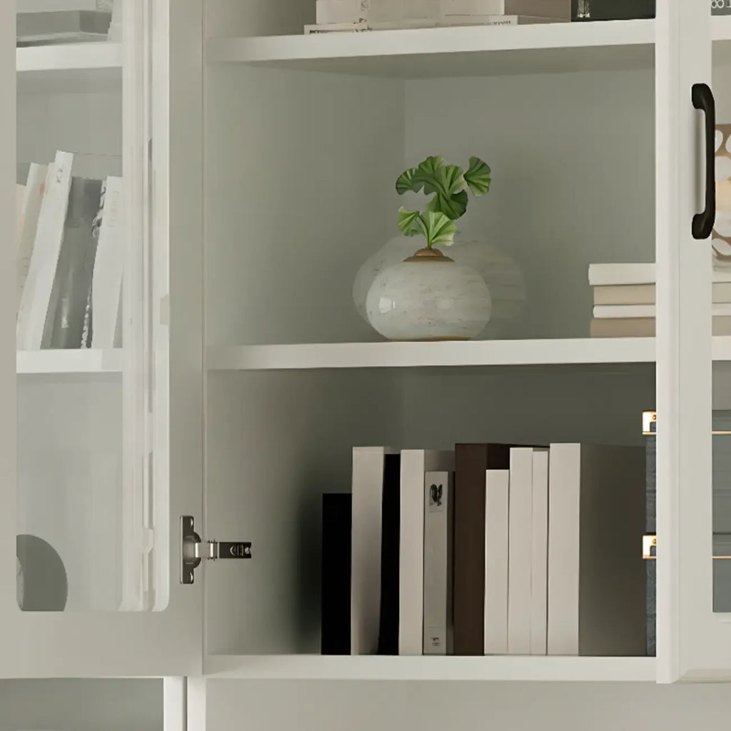 Classic White Vertical Wood Display Bookcase with Cabinet