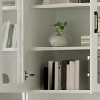 Classic White Vertical Wood Display Bookcase with Cabinet