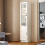 Classic White Vertical Wood Display Bookcase with Cabinet