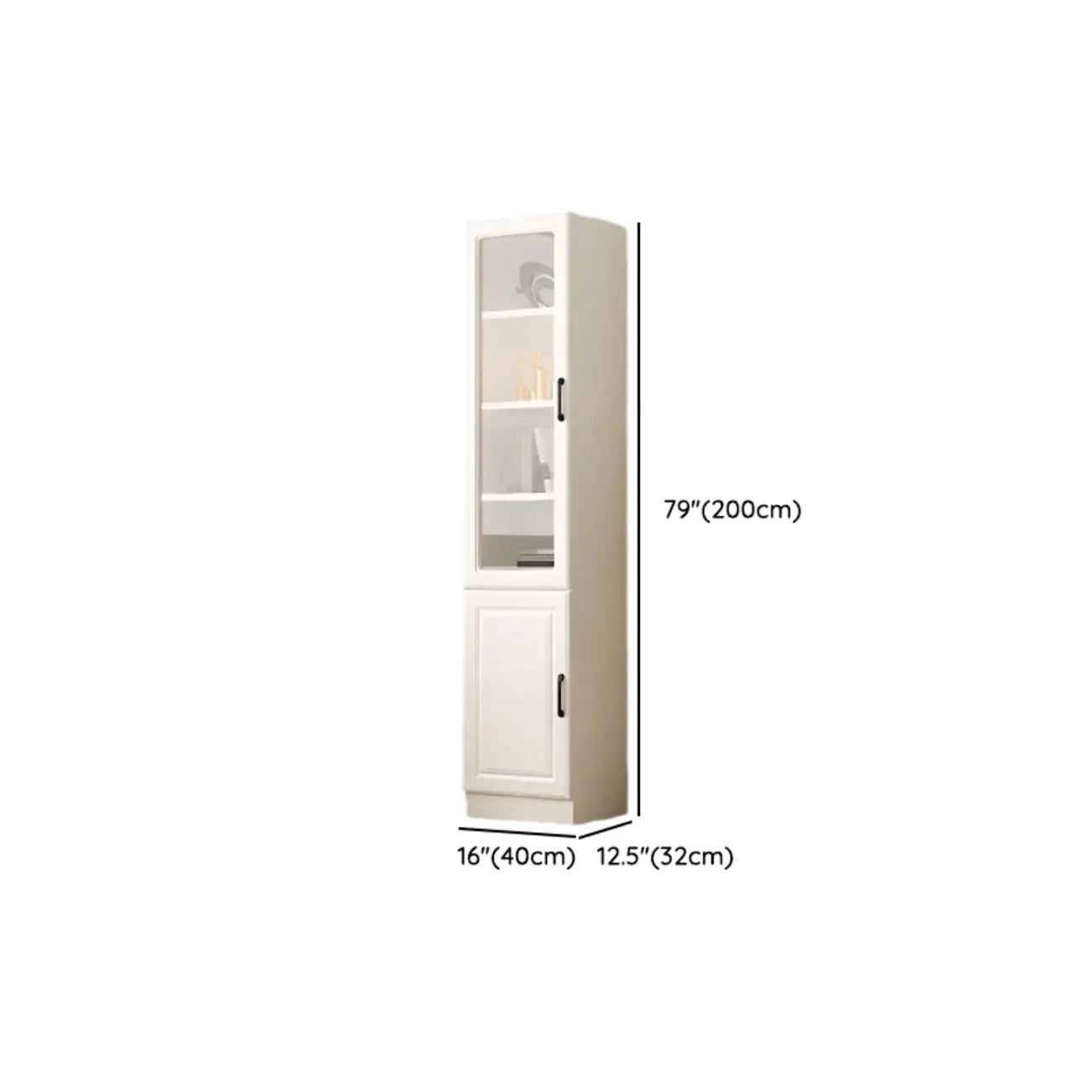 Classic White Vertical Wood Display Bookcase with Cabinet