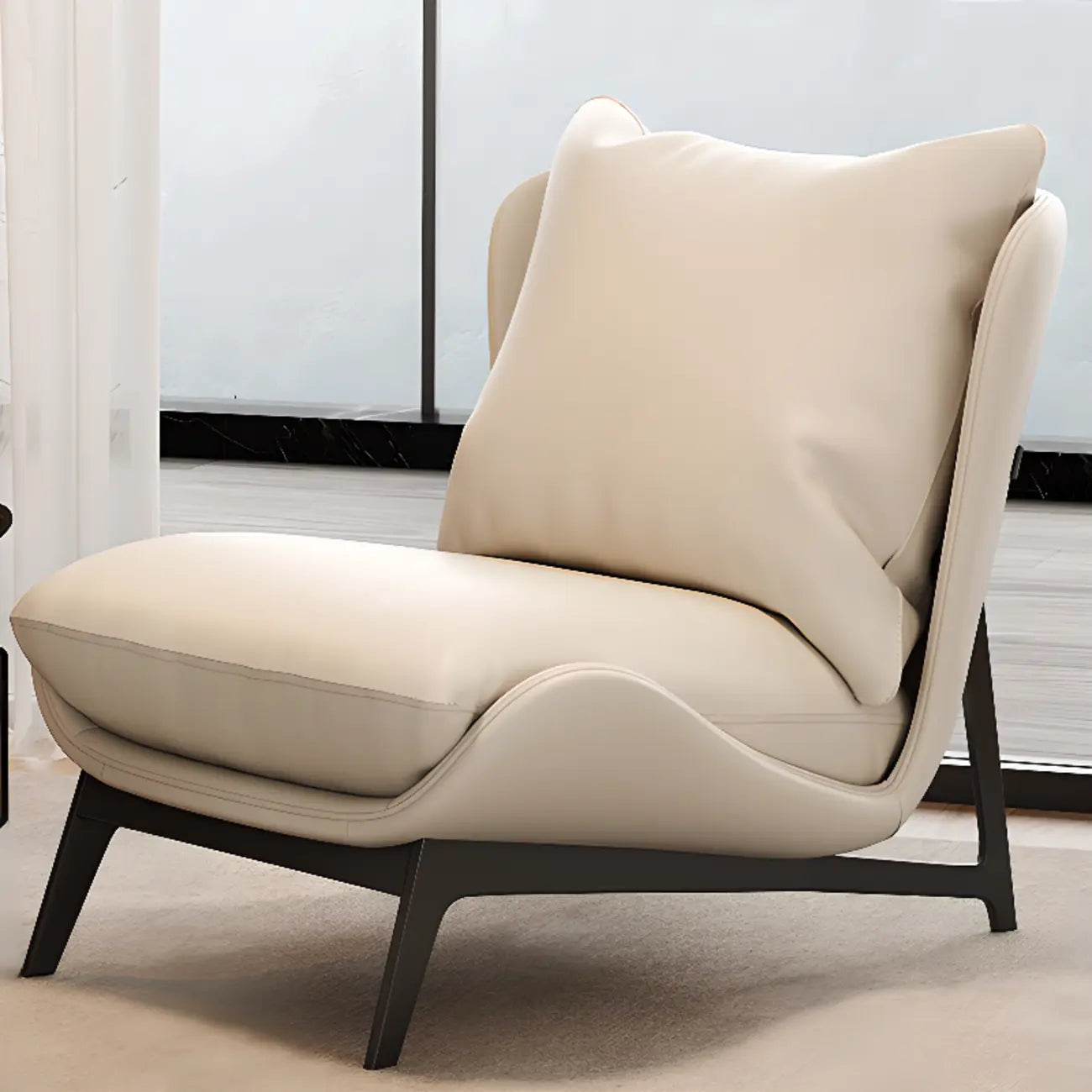 Modern Cat-Resistant Leather Accent Chair with Ottoman