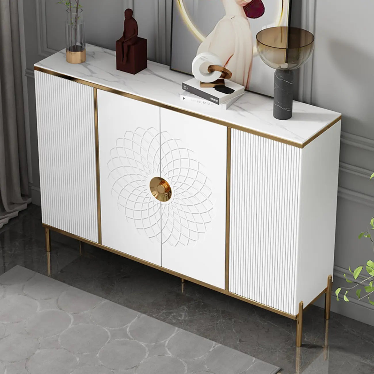 Freestanding Stylish Adjustable Shelves Shoe Storage Cabinet