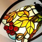 Vintage Stained Glass Heart Shape Table Lamp in Iron Base