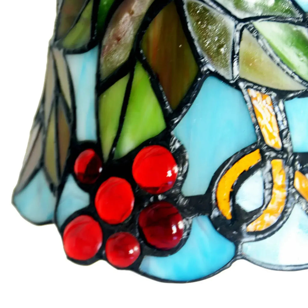 Vintage Stained Glass Heart Shape Table Lamp in Iron Base