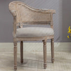 Rustic Rattan Upholstered Wood Dining Chair