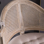 Rustic Rattan Upholstered Wood Dining Chair