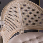 Rustic Rattan Upholstered Wood Dining Chair