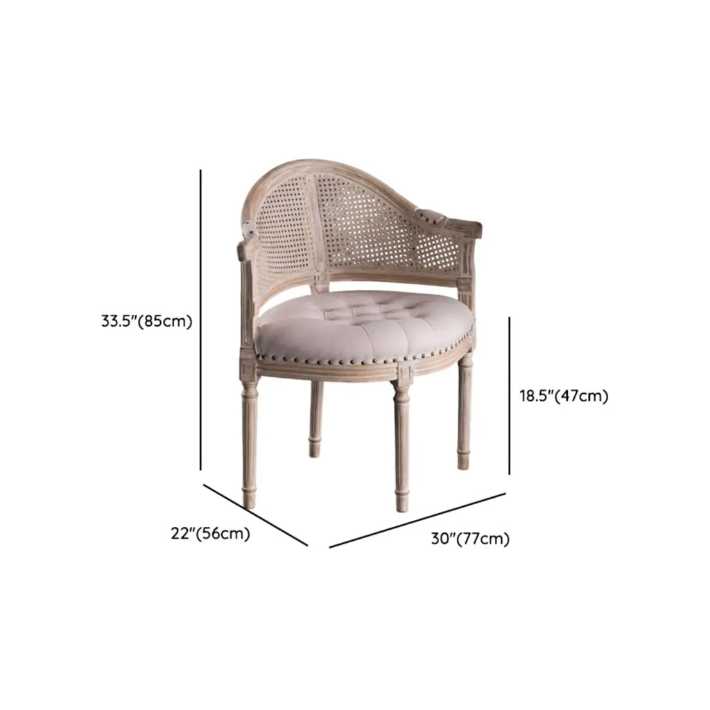 Rustic Rattan Upholstered Wood Dining Chair