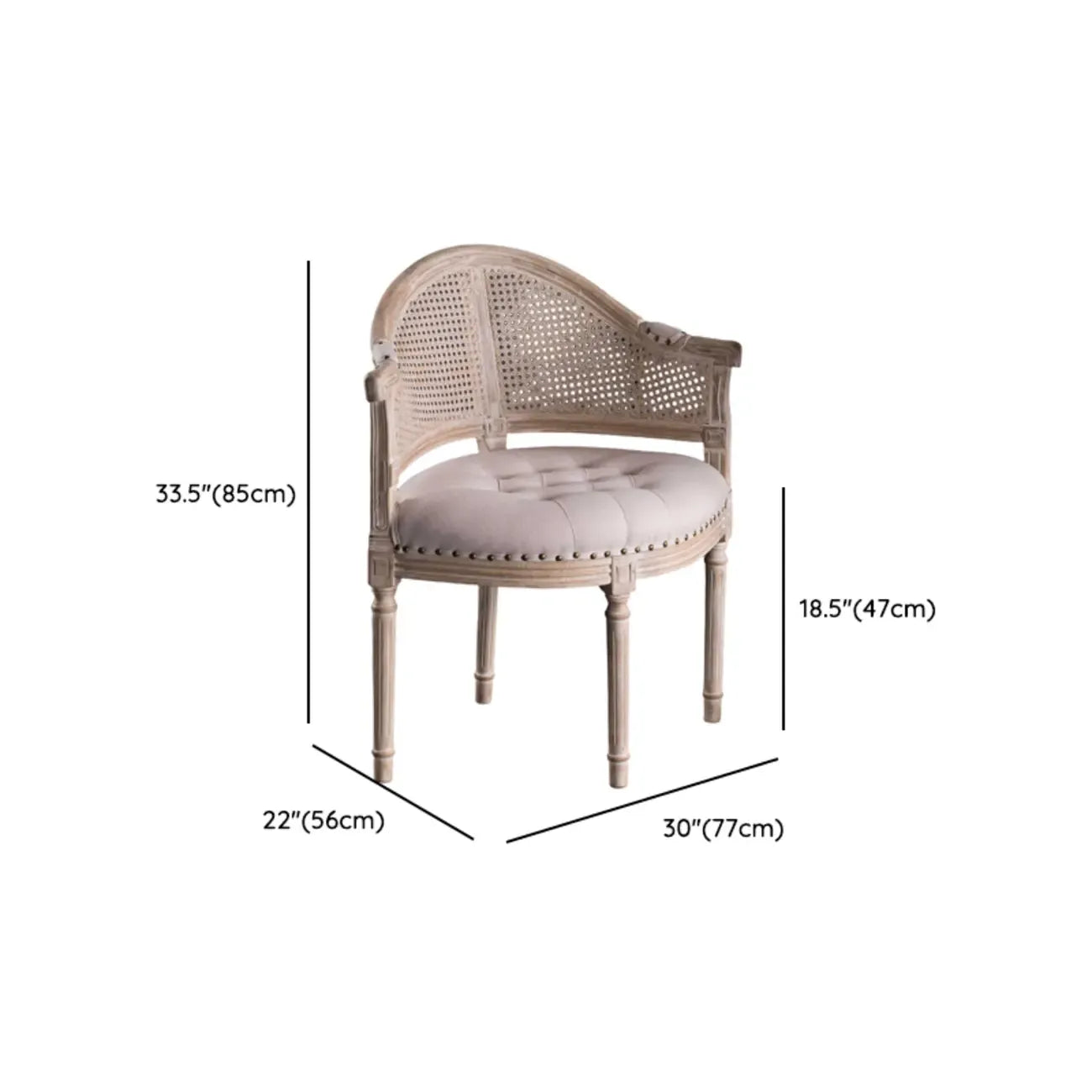 Rustic Rattan Upholstered Wood Dining Chair