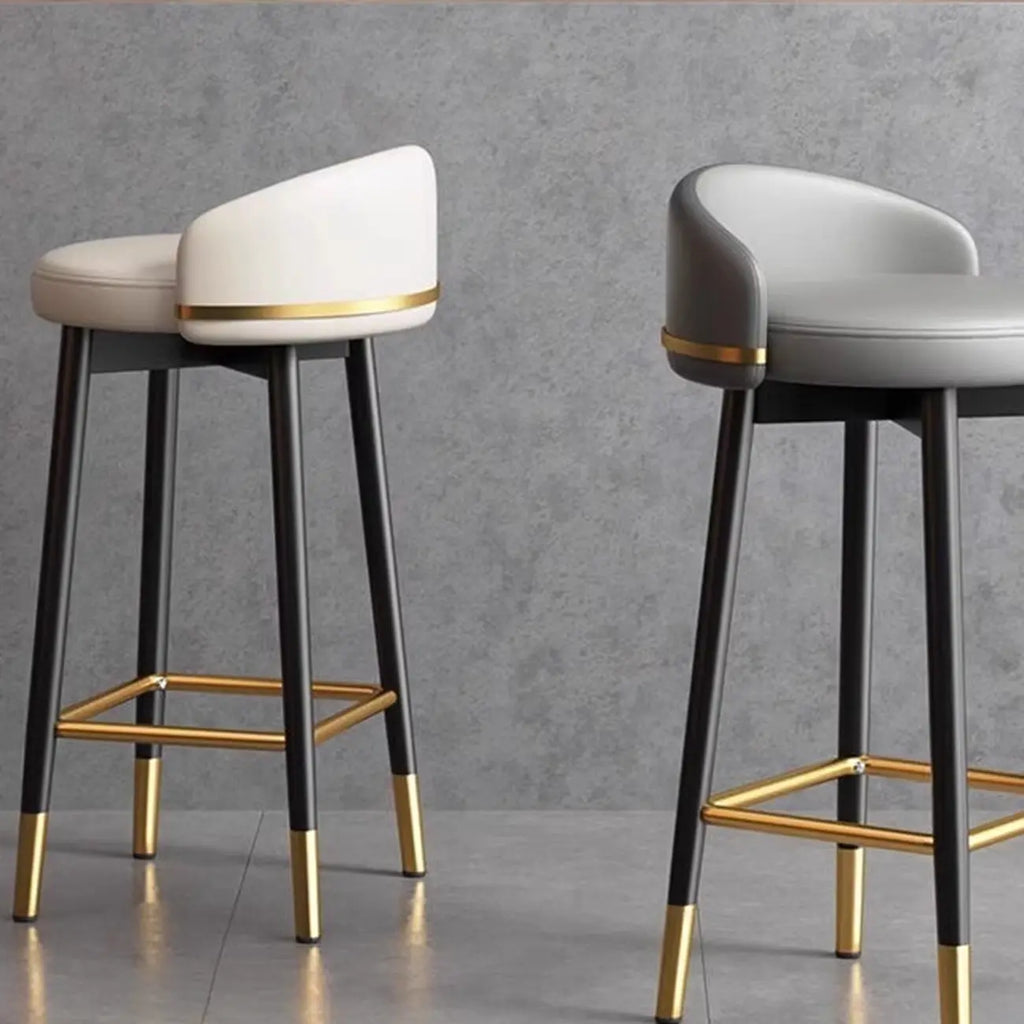 Art Deco Faux Leather Low Back Counter Bar Stools for Kitchen