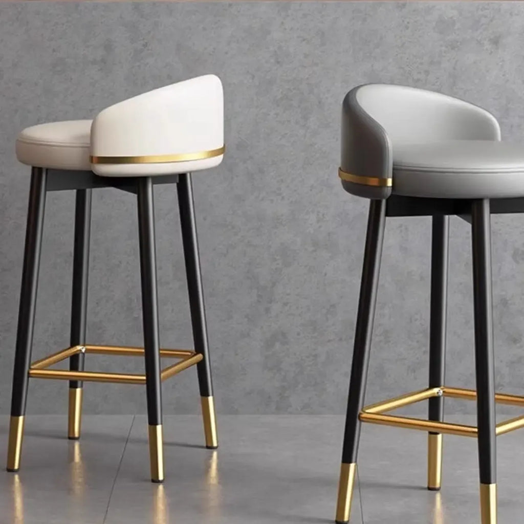 Art Deco Faux Leather Low Back Counter Bar Stools for Kitchen