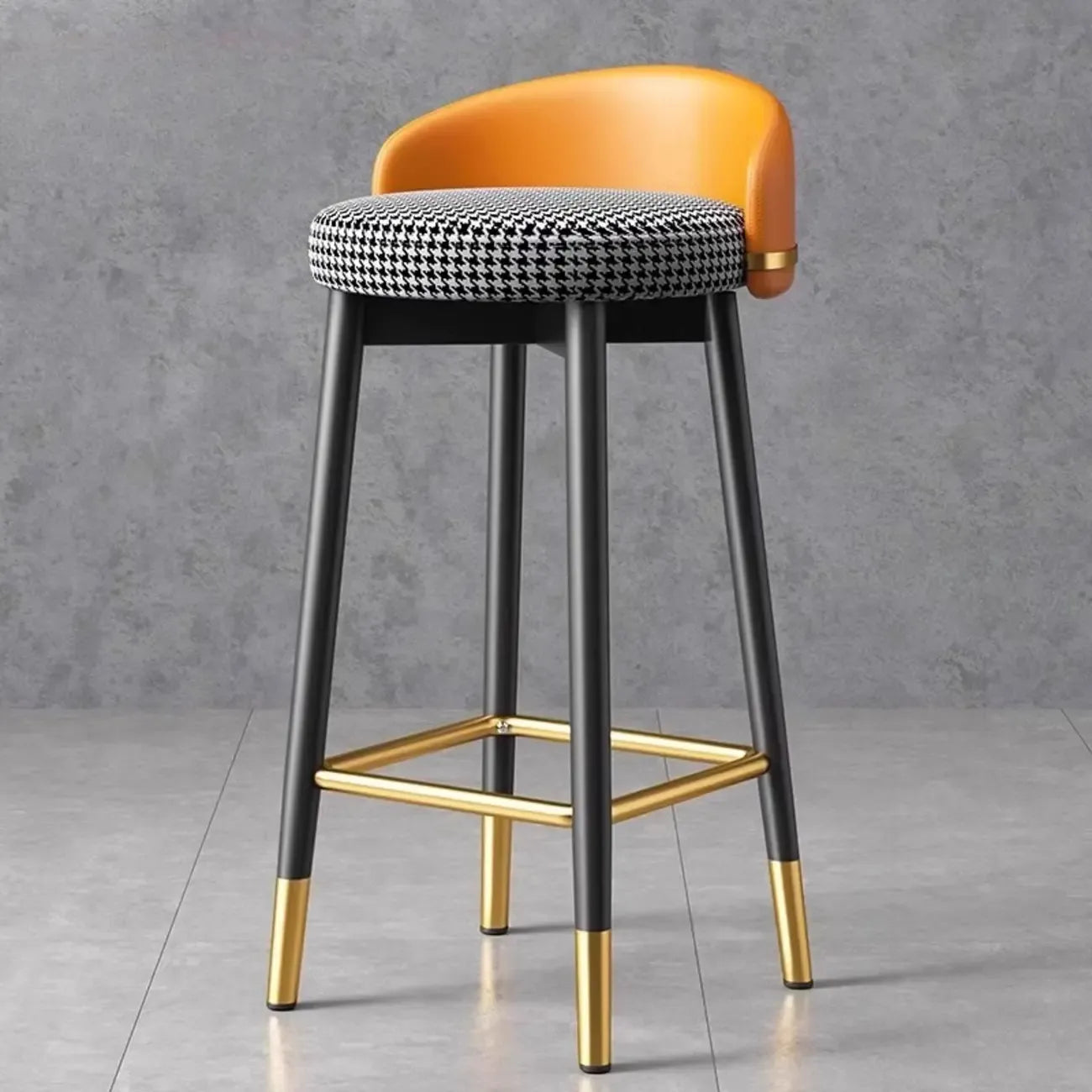 Art Deco Faux Leather Low Back Counter Bar Stools for Kitchen