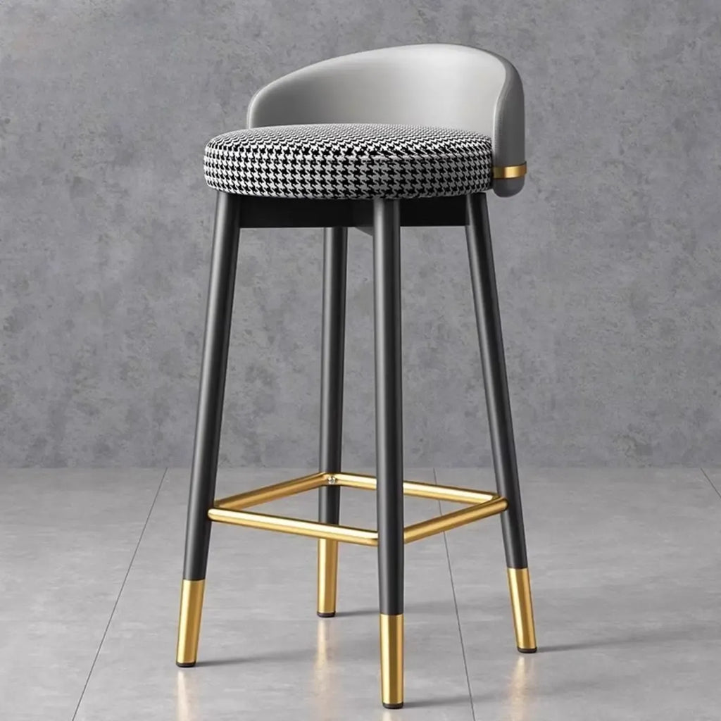 Art Deco Faux Leather Low Back Counter Bar Stools for Kitchen