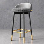 Art Deco Faux Leather Low Back Counter Bar Stools for Kitchen