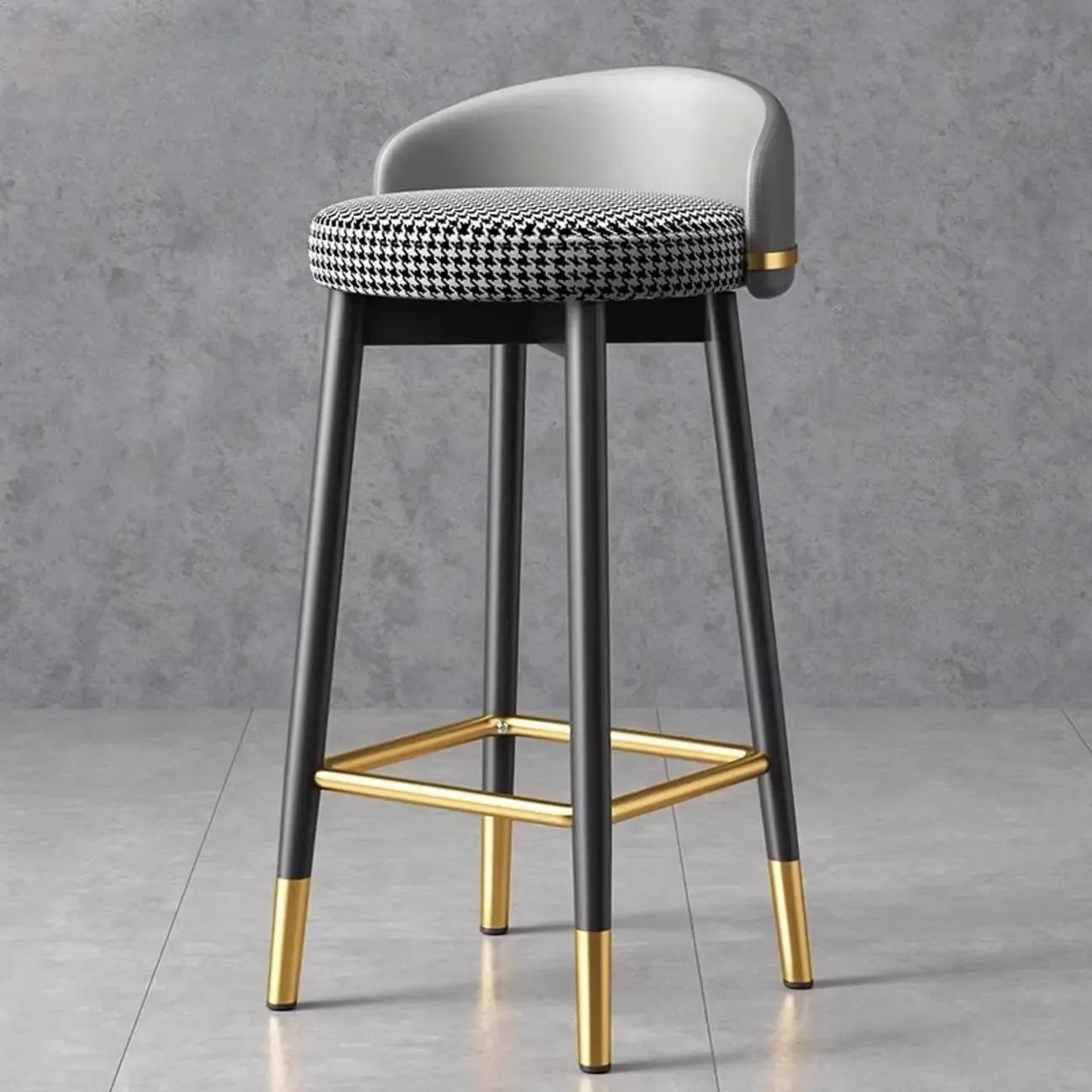 Art Deco Faux Leather Low Back Counter Bar Stools for Kitchen