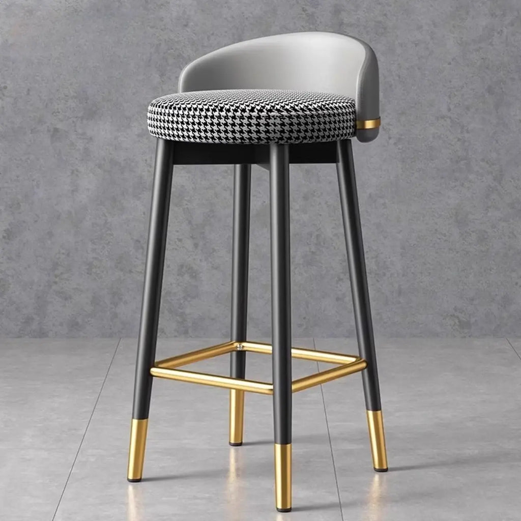Art Deco Faux Leather Low Back Counter Bar Stools for Kitchen