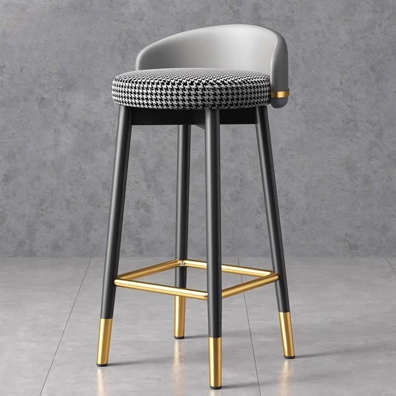 Art Deco Faux Leather Low Back Counter Bar Stools for Kitchen