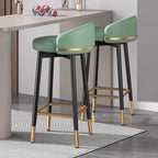 Art Deco Faux Leather Low Back Counter Bar Stools for Kitchen