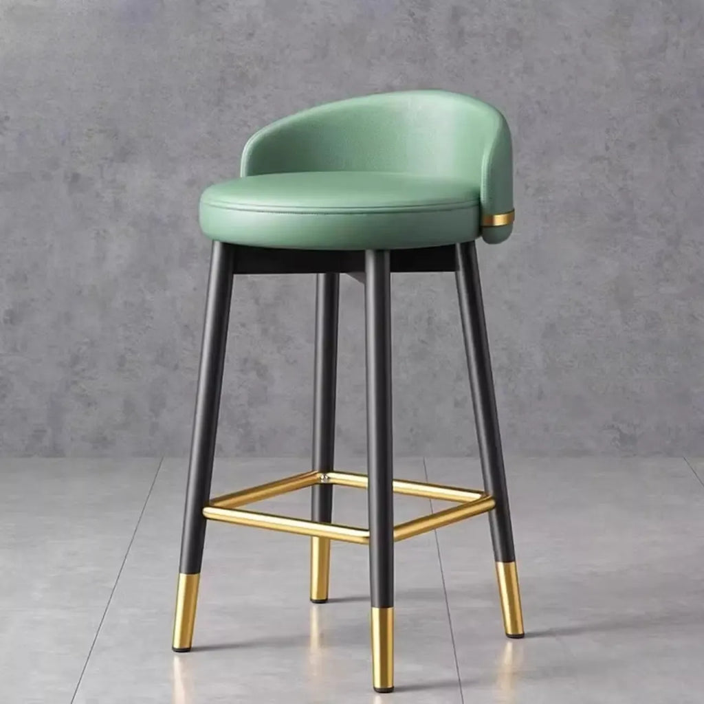 Art Deco Faux Leather Low Back Counter Bar Stools for Kitchen