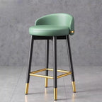 Art Deco Faux Leather Low Back Counter Bar Stools for Kitchen