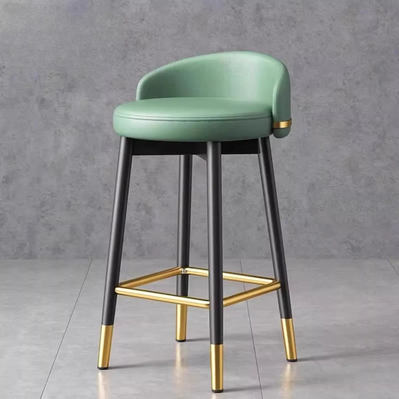 Art Deco Faux Leather Low Back Counter Bar Stools for Kitchen