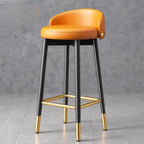 Art Deco Faux Leather Low Back Counter Bar Stools for Kitchen