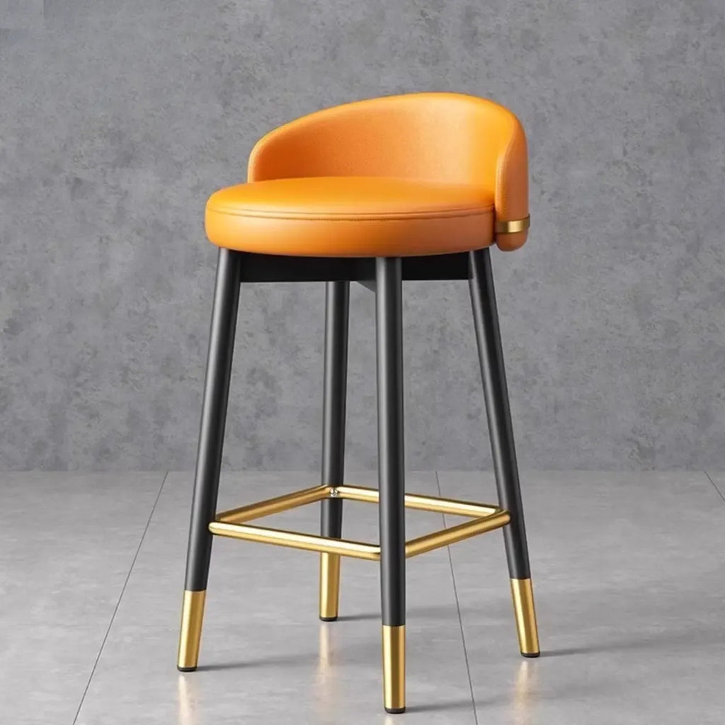 Art Deco Faux Leather Low Back Counter Bar Stools for Kitchen