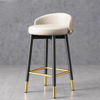 Art Deco Faux Leather Low Back Counter Bar Stools for Kitchen