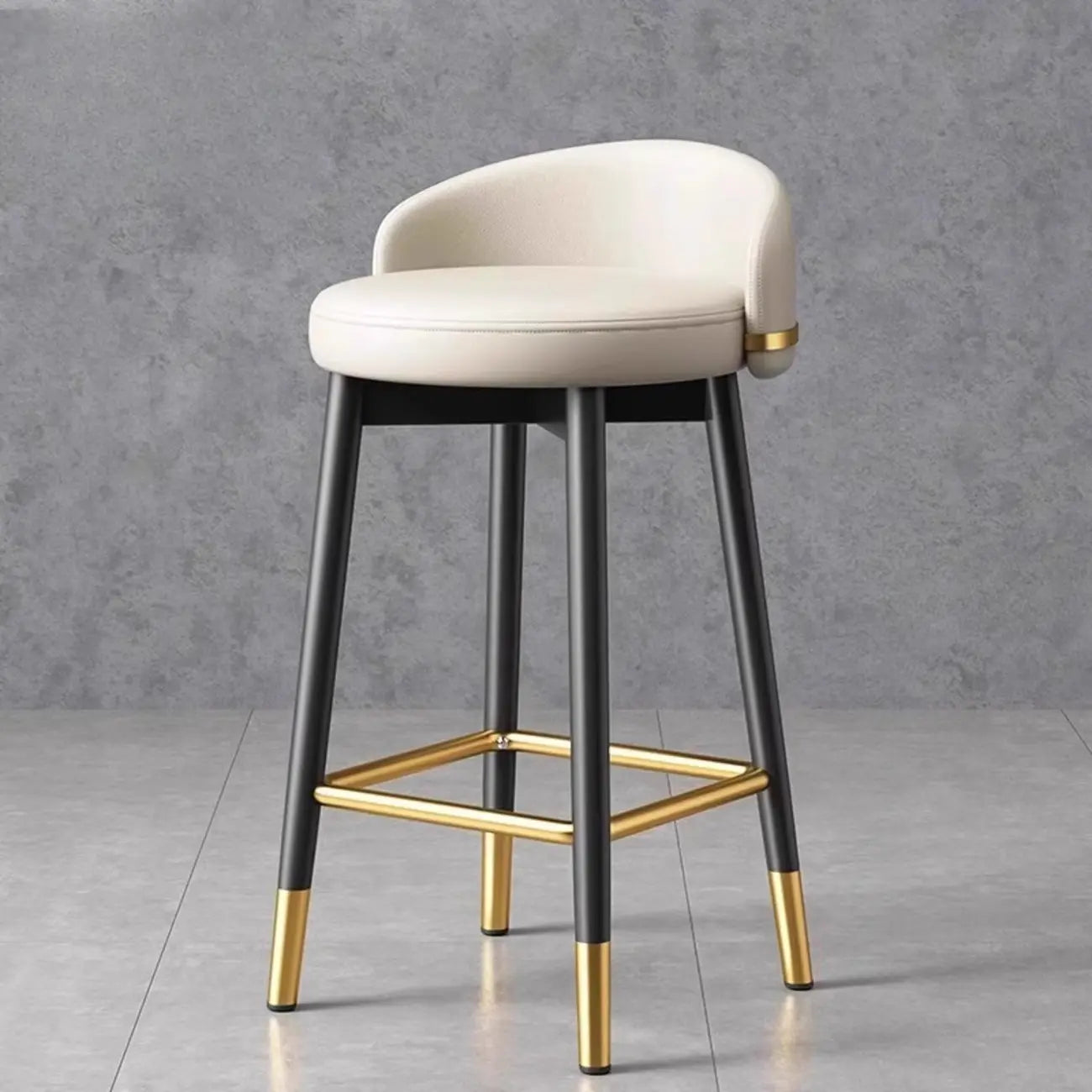 Art Deco Faux Leather Low Back Counter Bar Stools for Kitchen