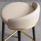 Art Deco Faux Leather Low Back Counter Bar Stools for Kitchen
