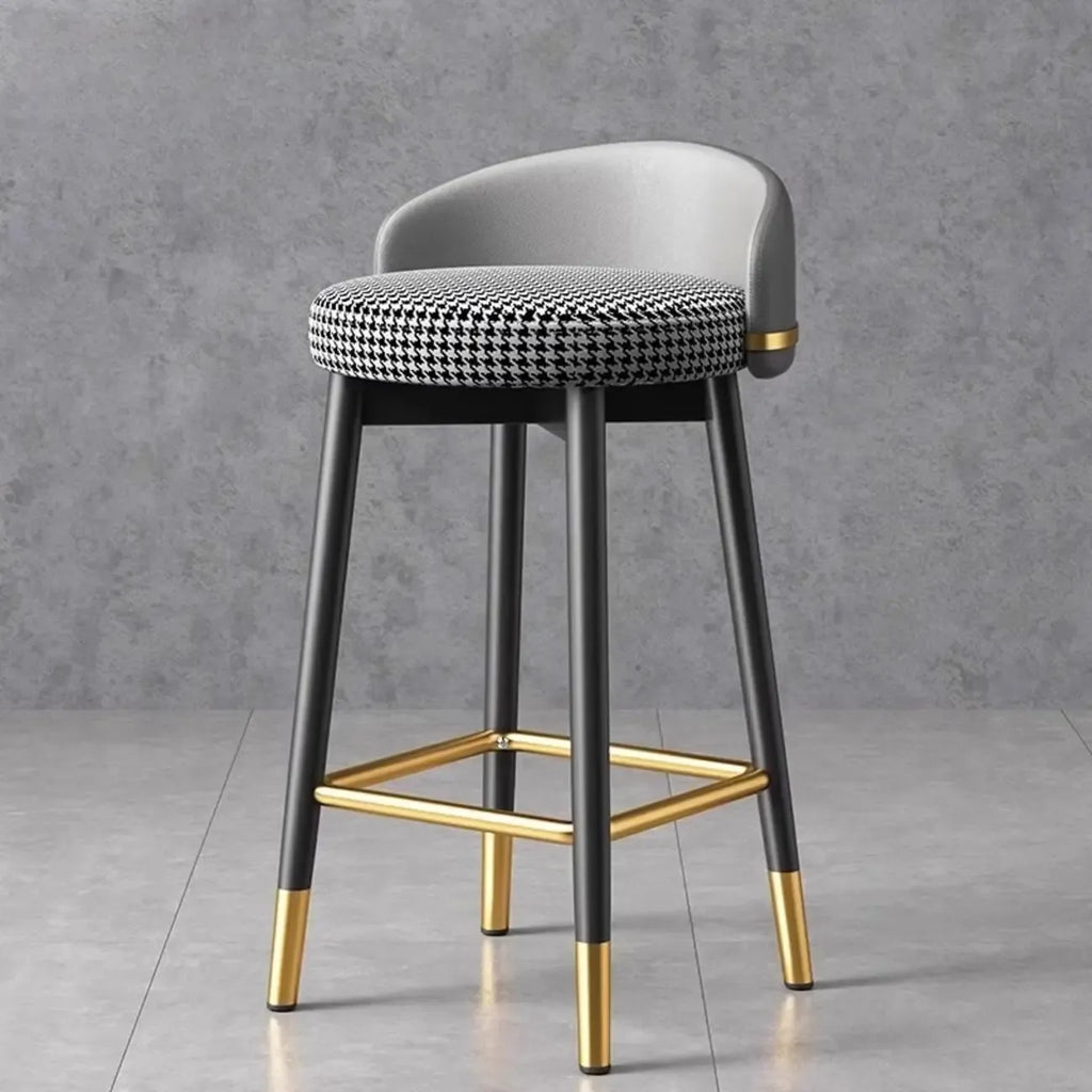 Art Deco Faux Leather Low Back Counter Bar Stools for Kitchen