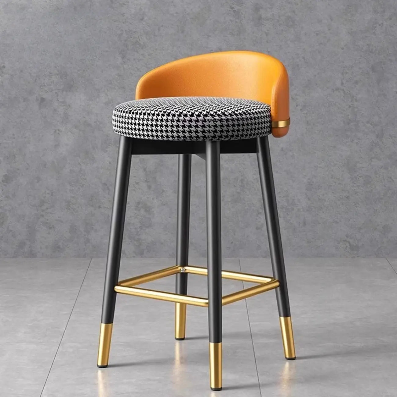 Art Deco Faux Leather Low Back Counter Bar Stools for Kitchen