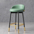 Art Deco Faux Leather Low Back Counter Bar Stools for Kitchen