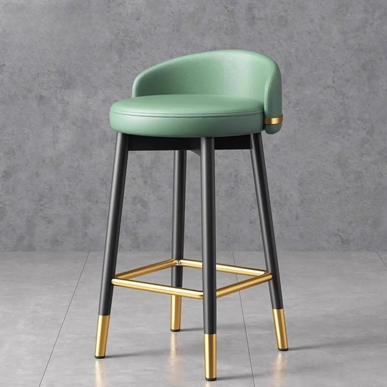 Art Deco Faux Leather Low Back Counter Bar Stools for Kitchen