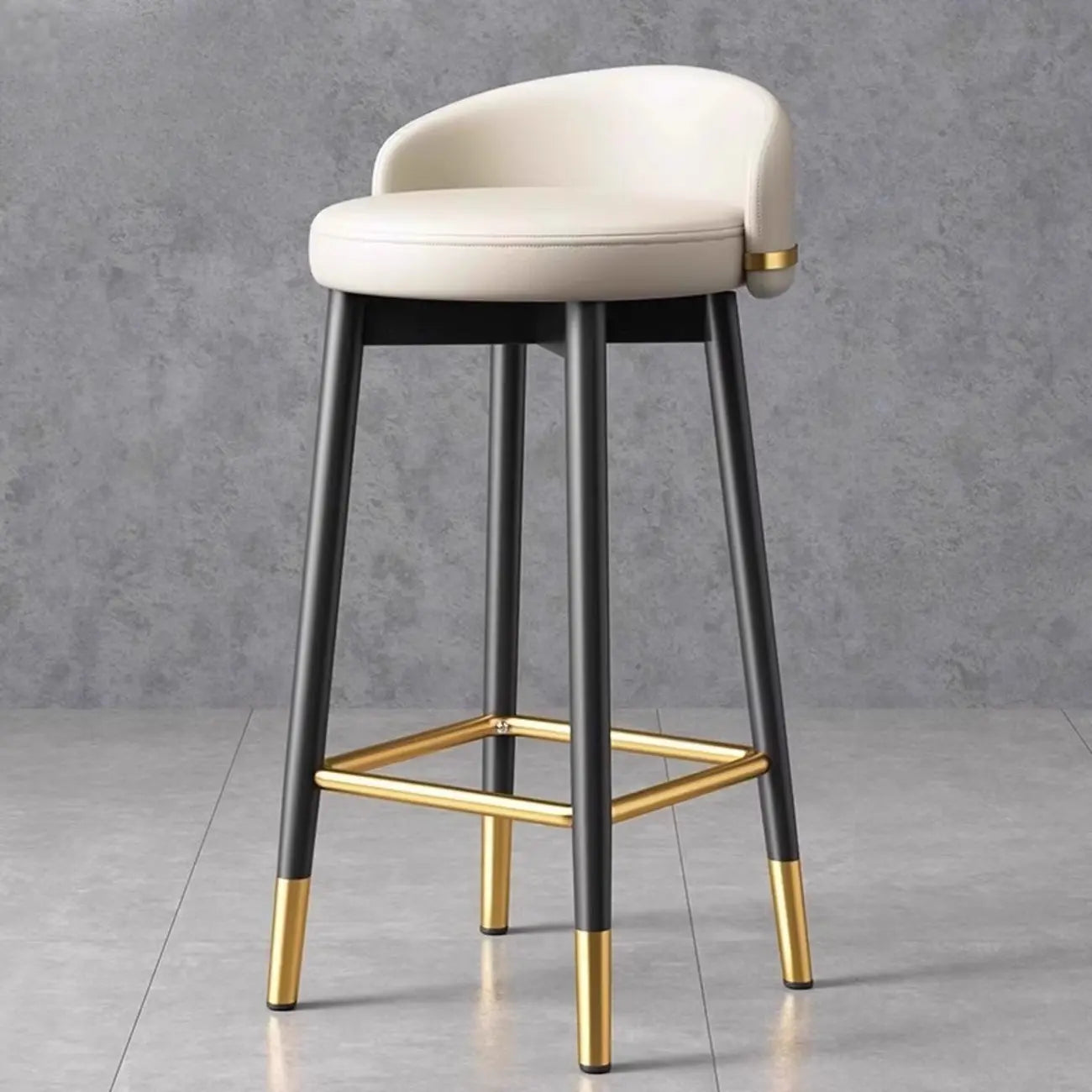 Art Deco Faux Leather Low Back Counter Bar Stools for Kitchen
