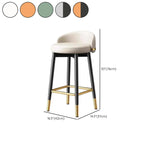 Art Deco Faux Leather Low Back Counter Bar Stools for Kitchen