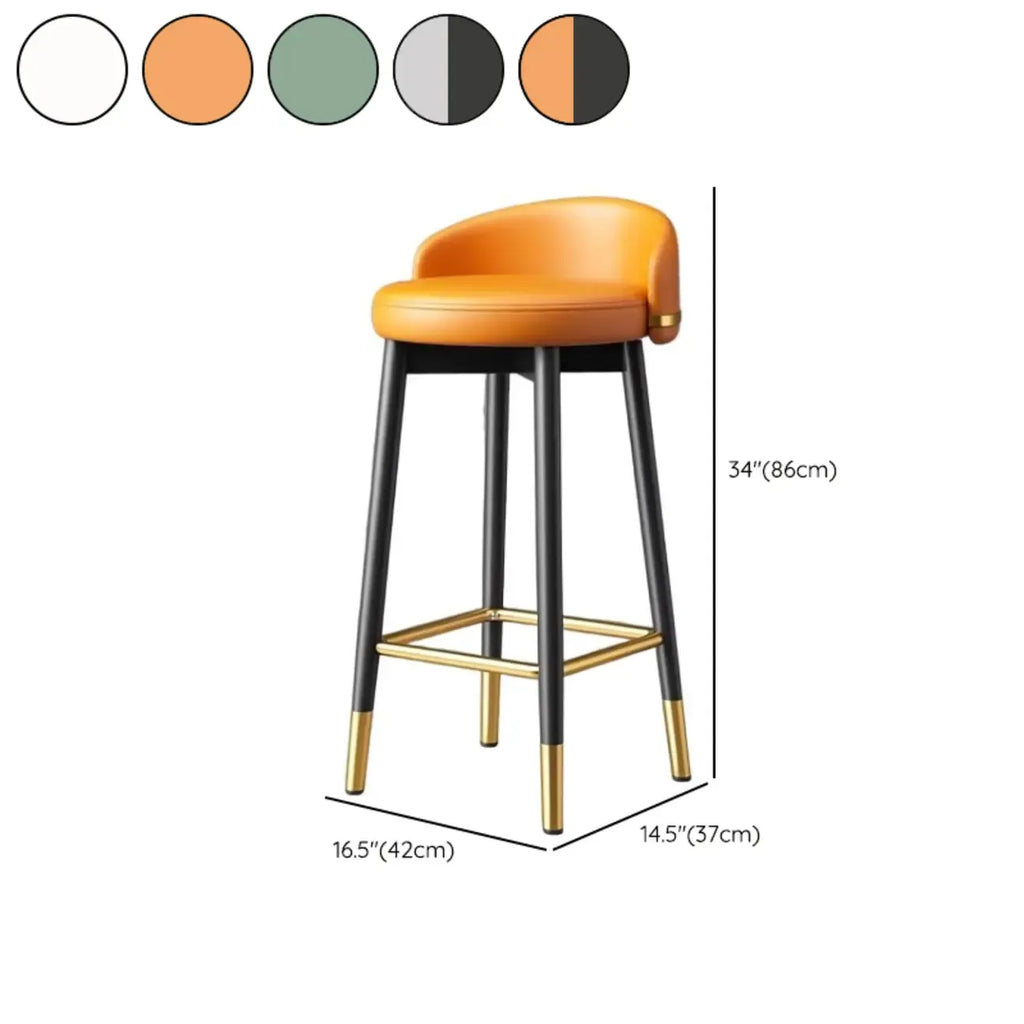 Art Deco Faux Leather Low Back Counter Bar Stools for Kitchen
