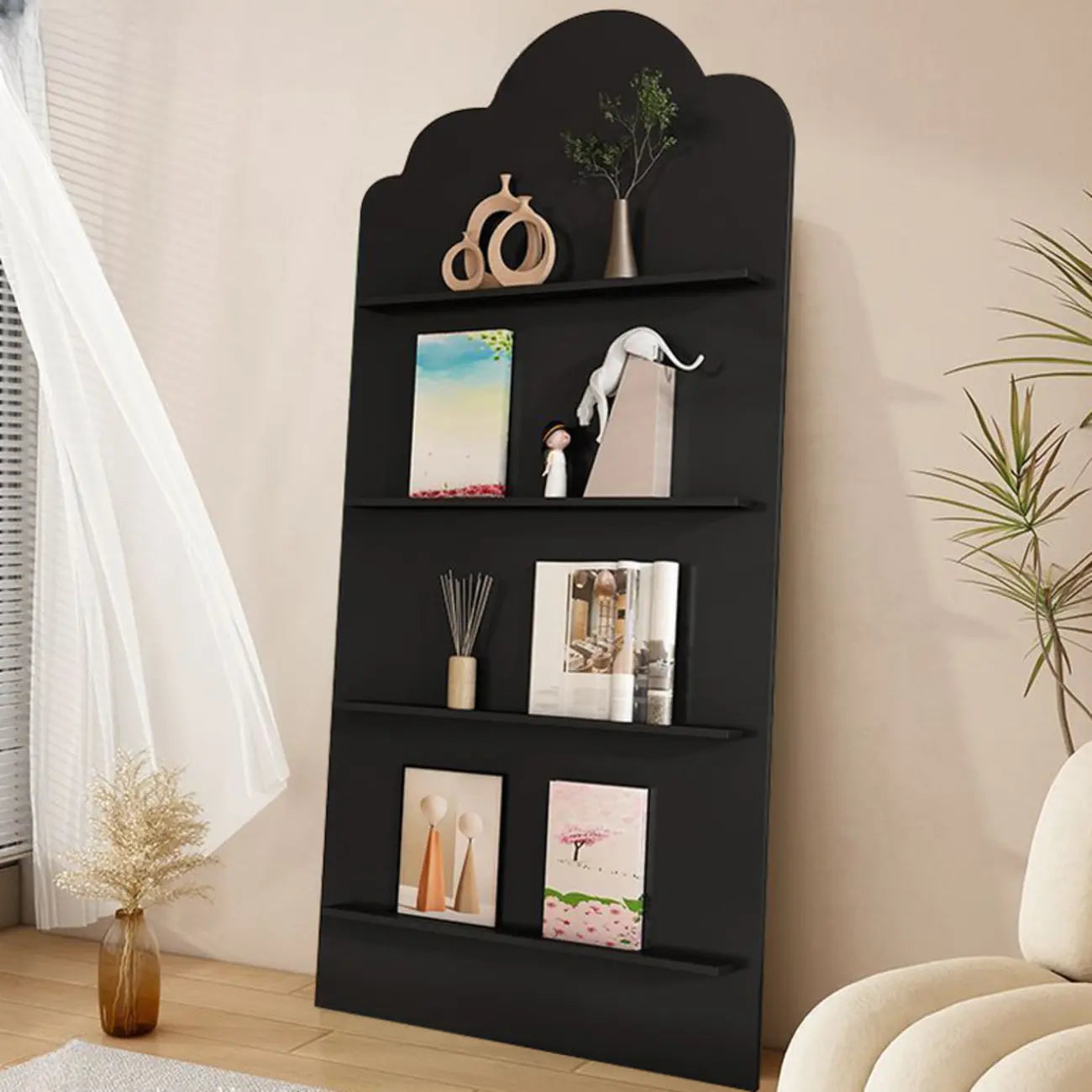 Brown Timber 3 Shelves Wood Bookcase Decorative Bookshelf